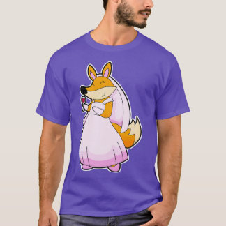 Fox als bride met glas rode wijn t-shirt