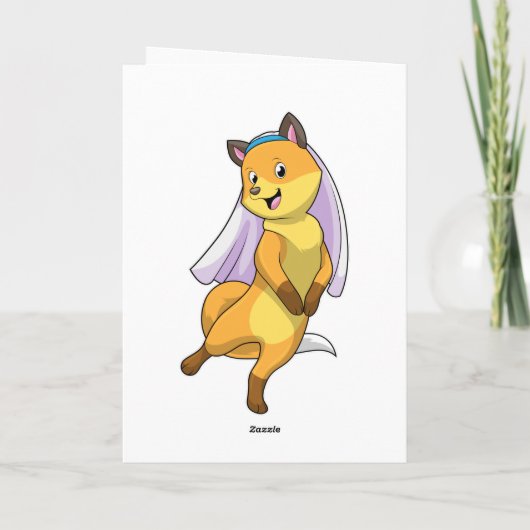 Fox als Bride met Veil Kaart (Achterkant)