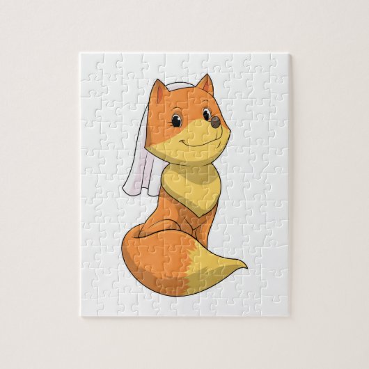 Fox als Bride met Veil Legpuzzel (Verticaal)