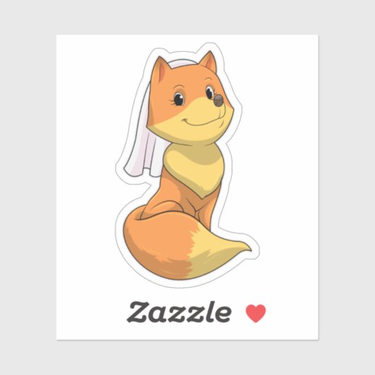 Fox als Bride met Veil Sticker (Vel)