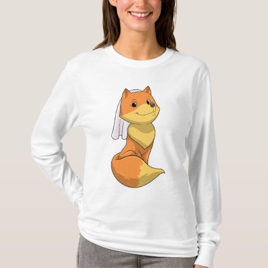 Fox als Bride met Veil T-shirt (Voorkant)