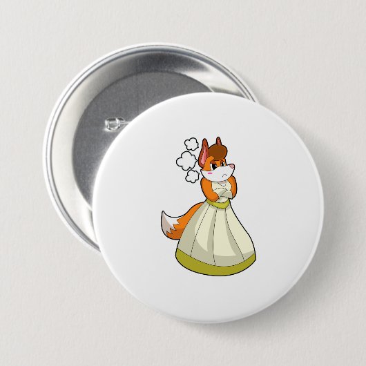 Fox als bruid met bruiloft-jurk.PNG Ronde Button 7,6 Cm (Voorkant /achterkant)