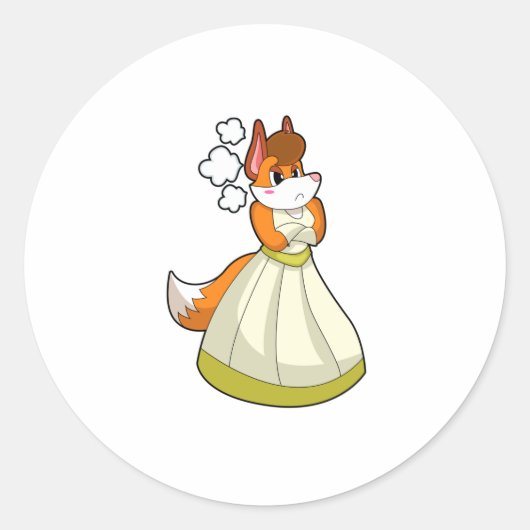 Fox als bruid met bruiloft-jurk.PNG Ronde Sticker (Voorkant)