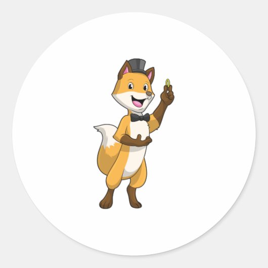 Fox als bruom met bruiloft ronde sticker (Voorkant)