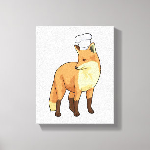 Fox als Cook met Chef-pet Canvas Afdruk