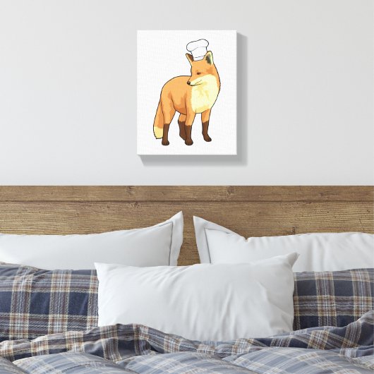Fox als Cook met Chef-pet Canvas Afdruk (Insitu (Slaapkamer))
