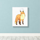 Fox als Cook met Chef-pet Canvas Afdruk (Insitu (Houten vloer))