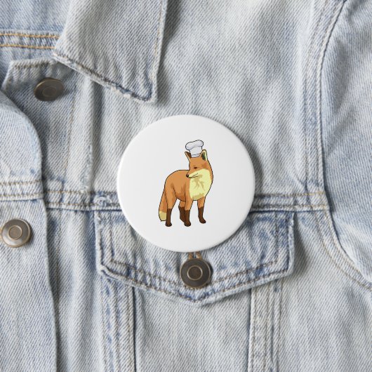 Fox als Cook met Chef-pet Ronde Button 7,6 Cm (In situ)
