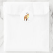 Fox als Cook met Chef-pet Ronde Sticker (Tas)