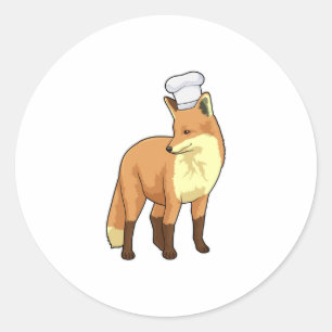 Fox als Cook met Chef-pet Ronde Sticker