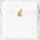 Fox als Cook met Chef-pet Vierkante Sticker (Tas)