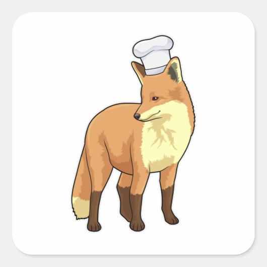 Fox als Cook met Chef-pet Vierkante Sticker (Voorkant)