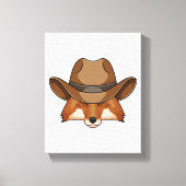 Fox als Cowboy met Pet Canvas Afdruk (Voorkant)