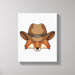 Fox als Cowboy met Pet Canvas Afdruk