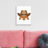 Fox als Cowboy met Pet Canvas Afdruk (Insitu (Woonkamer))