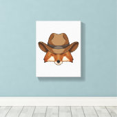 Fox als Cowboy met Pet Canvas Afdruk (Insitu (Houten vloer))