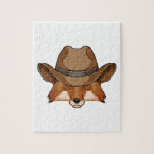 Fox als Cowboy met Pet Legpuzzel (Verticaal)