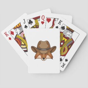 Fox als Cowboy met Pet Pokerkaarten