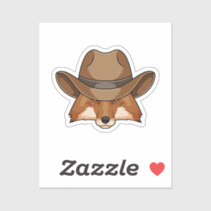 Fox als Cowboy met Pet Sticker