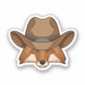 Fox als Cowboy met Pet Sticker (Voorkant)