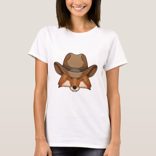 Fox als Cowboy met Pet T-shirt (Voorkant)