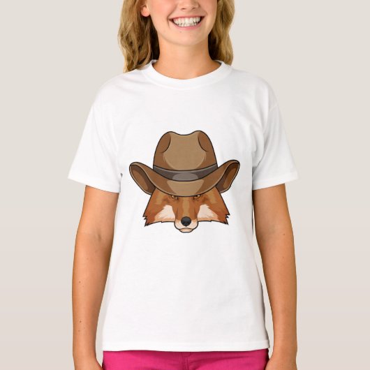 Fox als Cowboy met Pet T-shirt (Voorkant)