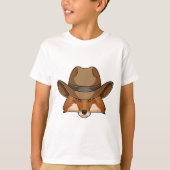 Fox als Cowboy met Pet T-shirt (Voorkant)