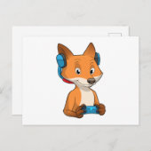 Fox als gamer met joystick briefkaart (Voorkant / Achterkant)