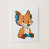 Fox als gamer met joystick legpuzzel (Verticaal)