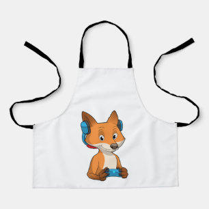 Fox als gamer met joystick schort