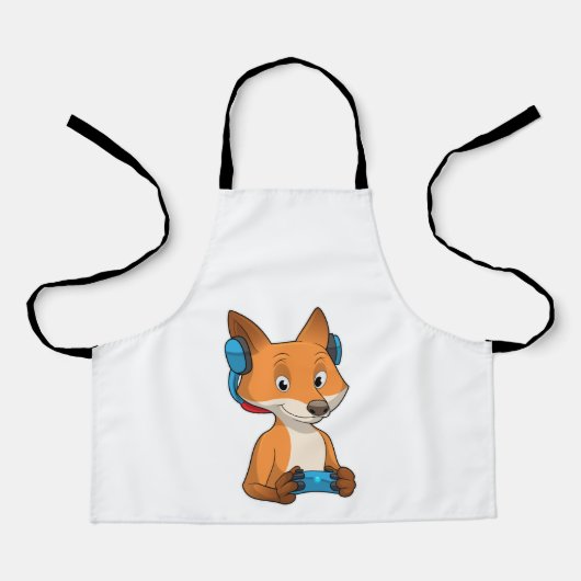 Fox als gamer met joystick schort (Voorkant)