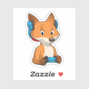 Fox als gamer met joystick sticker