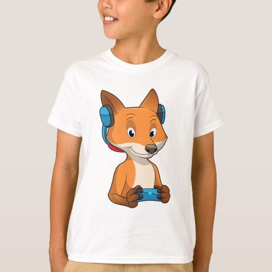 Fox als gamer met joystick t-shirt (Voorkant)