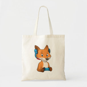 Fox als gamer met joystick tote bag