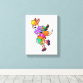 Fox als gealigneerde Skater met gealigneerde Schaa Canvas Afdruk (Insitu (Houten vloer))