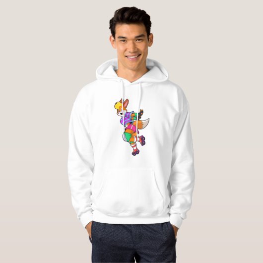 Fox als gealigneerde Skater met gealigneerde Schaa Hoodie (Voorkant volledig)