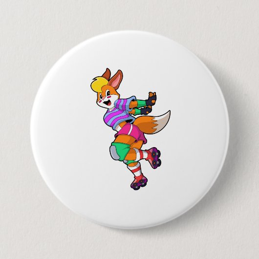 Fox als gealigneerde Skater met gealigneerde Schaa Ronde Button 7,6 Cm (Voorkant)