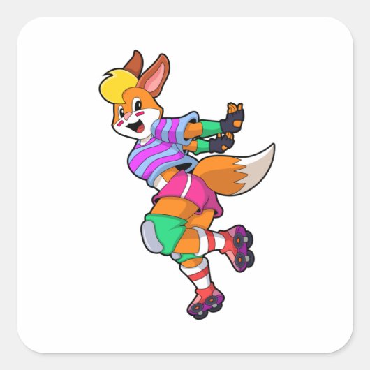 Fox als gealigneerde Skater met gealigneerde Schaa Vierkante Sticker (Voorkant)