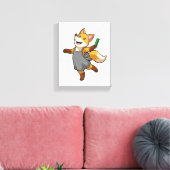 Fox als hairdresser met schaar canvas afdruk (Insitu (Woonkamer))