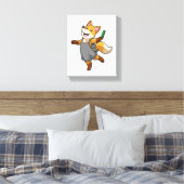 Fox als hairdresser met schaar canvas afdruk (Insitu (Slaapkamer))