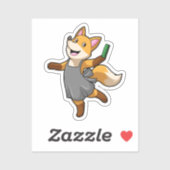 Fox als hairdresser met schaar sticker (Vel)