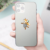 Fox als hairdresser met schaar sticker (Telefoon)