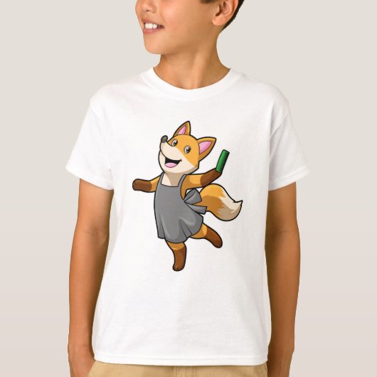 Fox als hairdresser met schaar t-shirt (Voorkant)