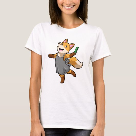 Fox als hairdresser met schaar t-shirt (Voorkant)