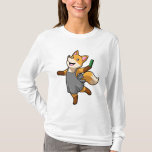 Fox als hairdresser met schaar t-shirt