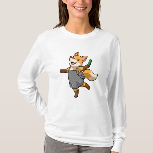 Fox als hairdresser met schaar t-shirt (Voorkant)