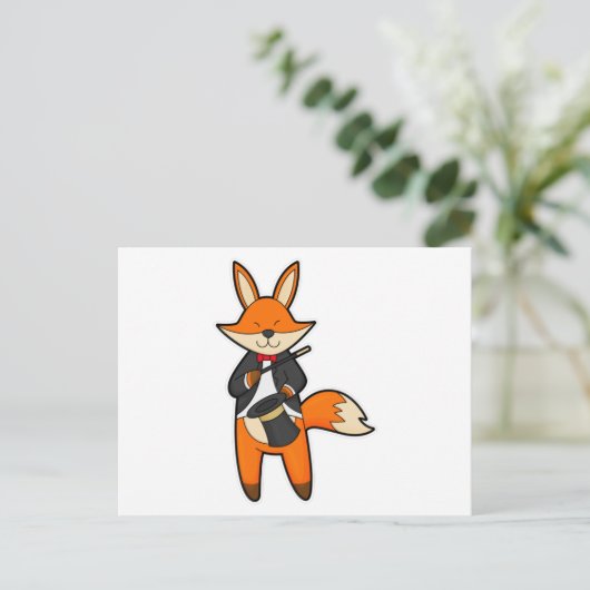 Fox als Magicaliër met Magic Wand & Pet Briefkaart (Staand voorkant)