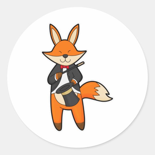 Fox als Magicaliër met Magic Wand & Pet Ronde Sticker (Voorkant)