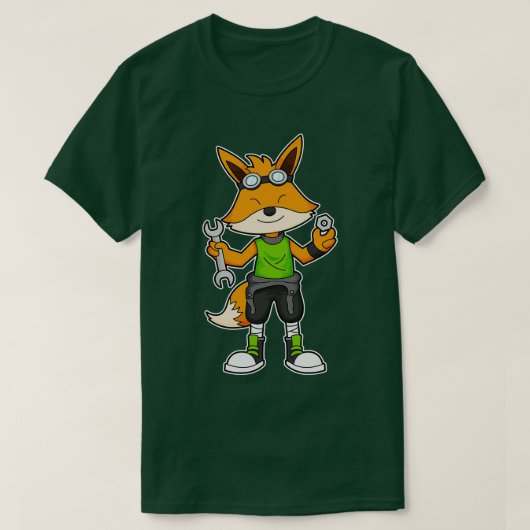 Fox als Mechanic met moersleutel T-shirt (Design voorkant)