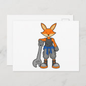 Fox als Mechanic met Spanner Briefkaart (Voorkant / Achterkant)